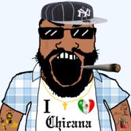 angry beard clothes cross familia flag:mexico glasses hat heart i_love latin_kings latino looney_tunes mexico necklace new_york_yankees open_mouth subvariant:science_lover sunglasses tattoo tear tshirt tweety_bird variant:markiplier_soyjak virgin_mary weed // 1634x1623 // 1.3MB