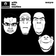 4soyjaks album_cover angry black_background closed_mouth ear glasses hair looking_at_you music neutral smile soyjak stubble subvariant:chudjak_front subvariant:cobson_front2 subvariant:impish_front subvariant:neutralplier text the_beatles variant:chudjak variant:cobson variant:impish_soyak_ears variant:markiplier_soyjak with_the_beatles // 1000x1000 // 190.0KB