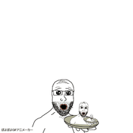 animated beard glasses holding_object holding_plate oh_my_god_she_is_so_attractive open_mouth poyopoyo soyjak stubble variant:platejak zoomzoom // 400x395 // 587.1KB