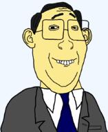 asian buck_teeth closed_mouth clothes double_chin ear eyebrows glasses hair looking_at_you necktie shaved smile suit suit_and_tie teeth transparent_background variant:protestantjak yellow_skin // 726x888 // 21.4KB