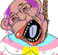 ack amerimutt anti_mutt bloodshot_eyes crying glasses hanging mcdonalds purple_hair soyjak subvariant:ackmutt suicide tongue tranny variant:bernd // 796x745 // 37.0KB