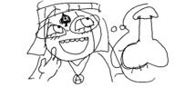 bbc blue_eyes blush clothes glasses hair necklace oekaki queen_of_spades variant:soytan. // 500x250 // 24.7KB