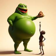 africa amphibian black_skin child crying fat food fork frog full_body meta:ai_generated meta:not_oc nas:pepe pepe_the_frog starving // 1024x1024 // 707.4KB