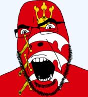 angry british crown england flag flag:middlesex glasses hair looking_to_the_left middlesex open_mouth soyjak stubble sword teeth thick_eyebrows united_kingdom variant:cobson // 721x789 // 107.9KB