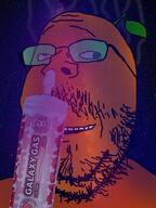 artist:Ilovy cross_eyed drugs froot galaxy galaxy_gas glasses leaf orange_skin silly smile soyjak stubble stupid variant:gapejak // 600x800 // 773.6KB