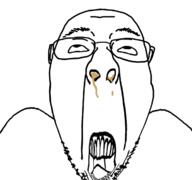 distorted glasses looking_up mucus open_mouth soyjak stubble variant:bernd // 1188x1114 // 276.9KB