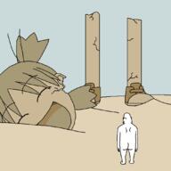 4chan anime desert full_body hair head leg ozymandias sky smile statue variant:cobson yotsoyba // 1080x1080 // 26.8KB