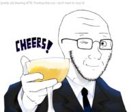 beard cheers closed_mouth clothes glasses holding_object scientoloju_(user) smile stubble suit suit_and_tie toast variant:soyak wine wine_glass winking // 1040x881 // 425.5KB