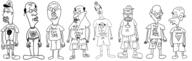 animal balding cat clothes ear full_body glasses hat middle_finger multiple_soyjaks open_mouth soyjak stubble swastika text variant:unknown // 4000x1276 // 1.3MB