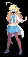 a_(4chan) arm clothes female full_body hair hand holding_object knowyourmeme kym_tan leg ornament soyjak variant:markiplier_soyjak yellow_hair // 627x1274 // 385.5KB