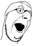 glasses open_mouth soyjak stubble variant:larson // 458x632 // 11.3KB