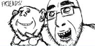 art artist:soyjakfan01 beard drawfag drawing ear eyebrows friendship glasses holding_object nose oekaki open_mouth smile soyjakfan01 text variant:cobson variant:impish_soyak_ears // 500x242 // 41.6KB