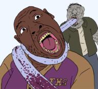 2soyjaks ack black_skin blood clothes coach_(left_4_dead) ear grey_skin hair left_4_dead_(series) left_4_dead_2 mustache open_mouth scared smoker_(left_4_dead) soyjak special_infected strangling stubble tongue tumor valve variant:bernd video_game yellow_teeth zombie // 926x837 // 825.5KB