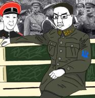 2soyjaks angry arm bench closed_mouth clothes ear glasses hair hand hat lavr_kornilov medal military_cap russia russian_empire sitting smile soyjak symon_petlyura ukraine variant:chudjak variant:kuzjak // 4813x4946 // 8.1MB