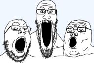 3soyjaks artist:hellcat glasses hd open_mouth redraw soyjak stubble template transparent_background trend:soyjak_trio variant:gapejak variant:markiplier_soyjak variant:tony_soprano_soyjak // 1656x1127 // 34.8KB