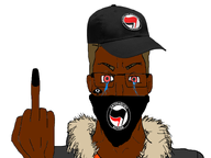 angry antifa bandana baseball_cap black_nails bloodshot_eyes brown_hair crying glasses jacket leftist mask meta:namefags middle_finger queen_of_spades shitskin thub_(faggot) thub_(user) variant:chudjak white_background // 800x600 // 158.4KB