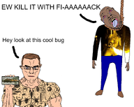 ack brown_hair brown_skin bug dark_skin flamethrower glasses insects open_mouth phone rope variant:bernd white_background // 2341x1867 // 1.0MB