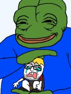 amphibian closed_mouth clothes crooked_teeth crying frog full_body glasses green_skin grin hair holding_object nas:pepe nate open_mouth pepe pepe_the_frog smile soot_colors squinting stubble transparent_background variant:unknown // 600x800 // 21.4KB