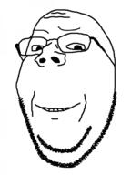 glasses smile smirk soyjak stubble subvariant:wholesome_soyjak template variant:gapejak // 450x600 // 37.0KB