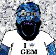 beard clothes gem glasses i_love open_mouth soyjak subvariant:science_lover tshirt variant:markiplier_soyjak // 800x789 // 641.4KB