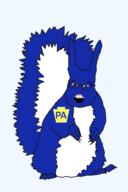 animal arm badge blue_skin ear full_body glasses hand leg open_mouth pennsylvania soyjak subvariant:feralsquirrel tail trend:squirreljakking variant:feraljak // 340x512 // 52.7KB