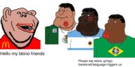 4soyjaks amerimutt argentina astolfo brapzil brazil bwc bwc_only bwc_owned chad clothes flag:argentina flag:brazil flag:mexico flag:transgender_pride_flag gender-neutral_language latino mcdonalds mexico meximutt queen_of_hearts shieet shitgentina shitskin shitzilian strawman_argument subvariant:impish_amerimutt subvariant:mexiaryan trannyzilian trans_rights variant:impish_soyak_ears variant:meximutt white_only woahjack // 2000x1000 // 353.0KB