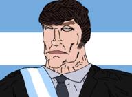 argentina black_jacket blue_eyes brown_hair clothes flag:argentina jacket javier_milei looking_up milei necktie spanish_text stubble subvariant:perceptive_chud subvariant:soyak_front variant:chudjak variant:soyak white_skin // 901x662 // 27.4KB