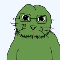 animal cat closed_mouth glasses green_skin kitty pepe soyjak stubble variant:catjak_(alternate) // 783x784 // 67.0KB