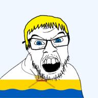 christianity clothes country cross crown flag flag:mykolaiv_oblast glasses hair jesusblue_eyes mustache mykolaiv_oblast oblast open_mouth soyjak stubble teeth transparent transparent_background ukraine variant:feraljak yellow_hair // 1500x1500 // 85.3KB