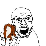 2soyjaks angry animal full_body glasses hand holding_object looking_at_you open_mouth stubble subvariant:feralsquirrel trend:squirreljakking variant:feraljak // 1000x1000 // 70.2KB