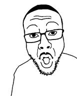 glasses hair mustache nuvariant open_mouth soyjak stubble template tongue variant:blakjak // 375x465 // 5.2KB