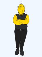 asian belt black_clothing black_shirt closed_eyes closed_mouth crossed_arms glasses grey_shirt hair stubble subvariant:wholesome_soyjak variant:gapejak yellow_skin // 2304x3072 // 286.6KB