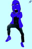 angry argyria arm blue_skin full_body gangnam_style glasses hand leg open_mouth push_pin soyjak sticky stubble variant:cobson // 300x460 // 22.9KB