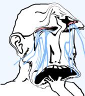 arm bloodshot_eyes crying distorted ear frown hand open_mouth red_eyes sad seethe tear variant:soyak // 708x800 // 185.7KB