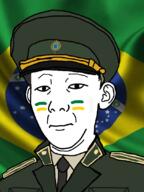 army brazil cap closed_mouth clothes collar_tabs ear epaulettes face_paint flag flag:brazil hat kuz military necktie neutral peaked_cap soyjak uniform variant:kuzjak // 810x1080 // 321.2KB