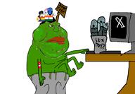 computer desk fish frog frognigger garbage garbage_human india nazi_arm_band pepe_the_frog rent_free subvariant:science_lover transgender_flag trash_can twinkjak variant:gapejak variant:markiplier_soyjak variant:meximutt xitter // 1445x1000 // 410.8KB