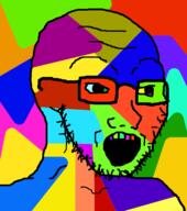 glasses open_mouth soyjak stubble trend:colorjak variant:soyak // 708x800 // 100.8KB