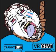 bloodshot_eyes crying dead flag hair hanging mustache open_mouth soyjak suicide tranny variant:bernd video_game vrchat // 4584x4284 // 1.7MB