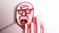 animated animation bald closed_mouth crooked_teeth earrape ext=mp4 eyebrows glasses hand loud middle_finger open_mouth screaming soyjak stubble teeth variant:volcanojak video white_background // 1280x720, 3s // 812.0KB