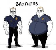 2soyjaks blond buff closed_mouth clothes fat glasses meta:ai_generated muscles muscular_male police police_badge police_uniform smile subvariant:muscular_chud text variant:chudjak vein white_background white_skin // 1024x904 // 498.0KB