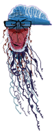 animal aquatic bluebottle full_body glasses man_o'_war marine neuston portuguese_man_o'_war sea series:animaljaks siphonophore stubble subvariant:euromutt tentacle transparent_background variant:markiplier_soyjak weird // 905x2111 // 247.6KB