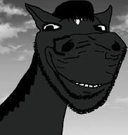 animal animal_ears artist:bucephalus_(kiwi_farms) bucephalus_(kiwi_farms) cloud horse kiwifarms looking_at_you namefags sky smile soyjak stubble subvariant:impish_horse // 689x726 // 132.3KB