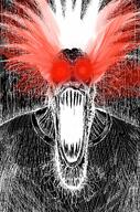 black_skin glowing glowing_eyes hair inverted open_mouth red_eyes schizo soyjak stubble subvariant:schizojak variant:markiplier_soyjak // 1048x1584 // 785.3KB