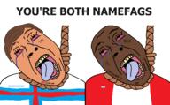 1821 2soyjaks ack albert_(user) bbc bible bloodshot_eyes brown_hair brown_skin christianity countrywar crying dead faroe_islands flag:faroe_islands flag:peru gemersonlakeandpalmer_(user) genesis_(bible) genesis_3:10 genesis_3:8 genesis_3:9 hanging noose open_mouth peru rope soybooru soyjak suicide swastika tfd tongue variant:bernd white_skin yellow_teeth you're_the_same // 1542x953 // 65.3KB