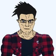 beautiful_hair_for_beautiful_people blud blue_eyes broblox buff eyes glasses hair muscles muscular_male red_flannel roblox smile spiky_hair subvariant:muscular_chud variant:chudjak vein // 1000x1000 // 429.7KB
