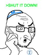 angry clothes glasses hand hat jewish_nose judaism kippah meta:ai_generated mossad phone shut_it_down stubble variant:soyak // 720x900 // 86.8KB