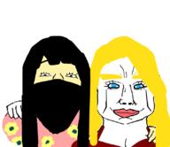 2soyjaks asian blond blue_eyes chud_troon_alliance clothes female friendship hair hand long_hair mask smug soyjak subvariant:chudjak_front tranny variant:bernd variant:chudjak white white_skin yellow_hair yellow_skin // 834x720 // 98.7KB