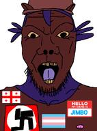 flag:georgia_(country) flag:nazi_germany flag:transgender_pride_flag georgia_flag hello_my_name_is_(sticker) jimbo_(namefag) meta:namefags nuvariant swastika transgender_flag variant:unknown yellow_eyes yellow_teeth // 800x1085 // 86.8KB