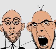 2soyjaks angry clothes ear filemon glasses hair mort_and_phil mortadelo open_mouth round_glasses soyjak stubble t.i.a tia variant:cobson variant:nojak white_skin // 719x642 // 130.5KB
