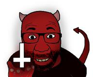 christianity clothes cross demon glasses hand horn red_skin smile soyjak stubble tail variant:el_perro_rabioso yellow_teeth // 1000x834 // 325.6KB